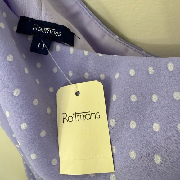 Reitmans Lilac One-Shoulder Polkadot Dress - Picture 9 of 12
